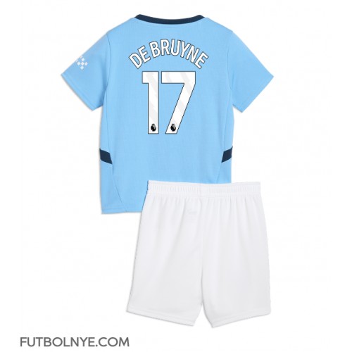 Camiseta Manchester City Kevin De Bruyne #17 Primera Equipación para niños 2024-25 manga corta (+ pantalones cortos)